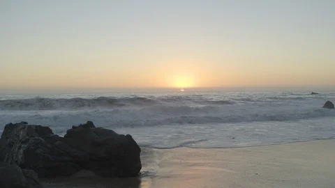 Fly Over Waves Sunset Stock Footage 110890531