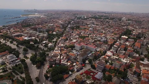 Fly over the west side of Istanbul Old City. Turkey. DJI-0784-01 스톡 동영상 102480812