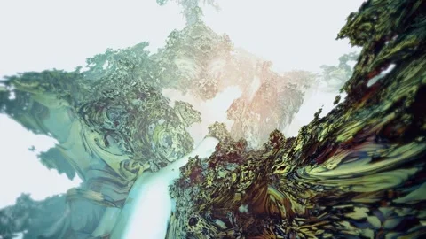 Fly over white and yellow structures like fungus on wood. 3D fractals. Stock Footage 130187849