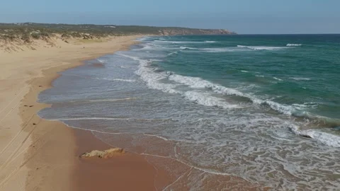 Fly Over The Wild Beach, Ocean View, 6K Stock Footage 335796479