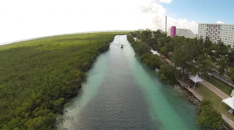 Fly Over/Look Down on a Boat - Cancun, Mexico Stock Footage 53311756