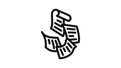 Fly paper document line icon animation Video stock 326765718