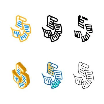 Fly paper styleset document color icon vector Stock Illustration