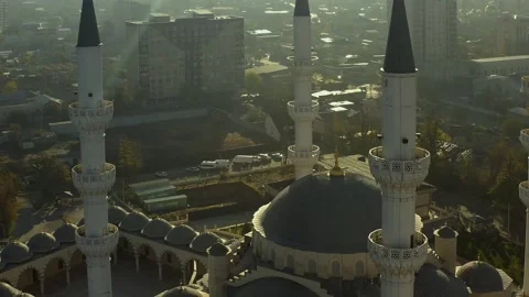 Fly past the minarets of the Central Mosque named after Imam Al Sarakhsi Stock-Footage 259969867