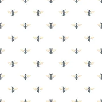 Fly pattern repeating insect design on white background Stock Illustration