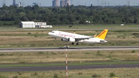 fly pegasus airbus a320neo taking off Stock Video Pond5