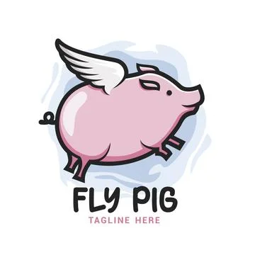 Fly Pig Logo Vector Template Stock Illustration