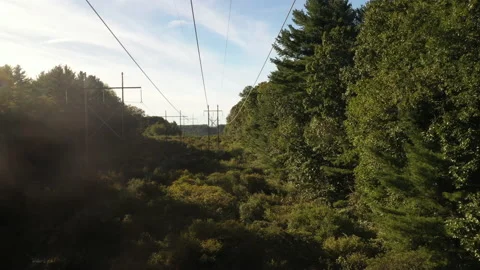 FLY AT POWERLINES Stock Footage 187171461