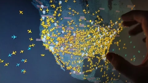 Fly radar for sky traffic control on the airport control tower. Video stock 232761341