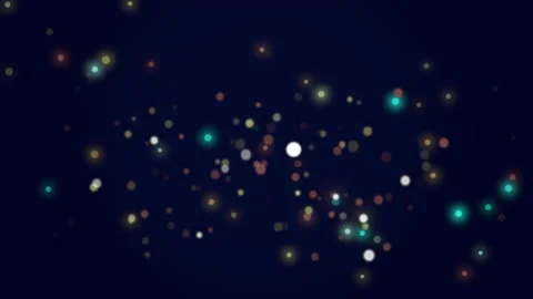 Fly rainbow confetti on dark blue sky Stock Footage 196850975