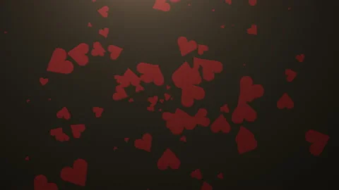 Fly red hearts on dark background Stock Footage 166371107