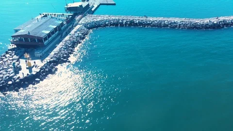 Fly on Rimini dock 스톡 동영상 98538410
