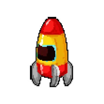 Fly rocket toy pixel art vector illustration Stock Illustration