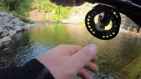 Fly rod hookset1 Stock-Footage 336030752