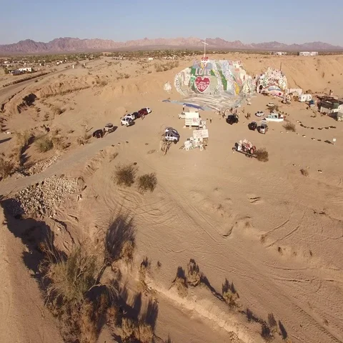 Fly on Salvation Mountain Stock Footage 69298951