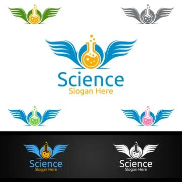 Fly Science and Research Lab Logo for Microbiology, Biotechnology, Chemistry, Illustrazione stock