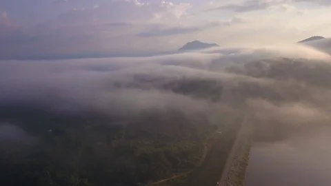 Fly to see cloud to on the muontain at chiang mai thailand Stock Footage 100808741