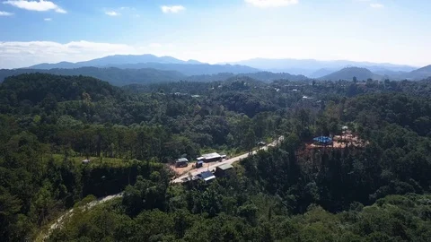 Fly to see many mountains and a road at Mae Hong Son, Thailand Stock Footage 101268736