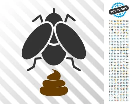 Fly Shit Flat Icon with Bonus Illustrazione stock