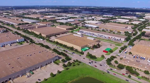 Fly Slow Over Road And Business Complex Stock Footage 65798177