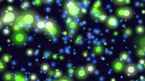 Fly small purple glitters and round bokeh on dark space Stock Footage 195546086
