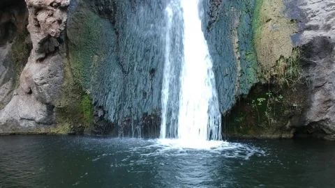 Fly Up Small Waterfall Aerial Stock Footage 82469283