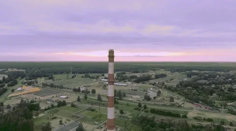 Fly smokestack on the horizon Stock Footage 66687111