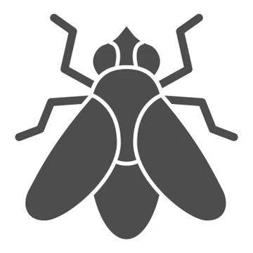 Fly solid icon, Insects concept, fly insect sign on white background, Fly Illustrazione stock