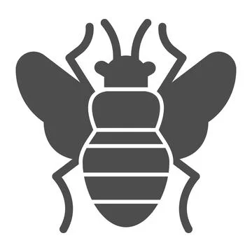 Fly solid icon, pest control concept, Flea sign on white background, bloodsucker Stock Illustration