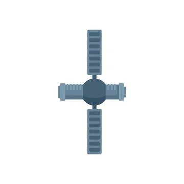 Fly space station icon flat vector. Satellite rocket Stock Illustration