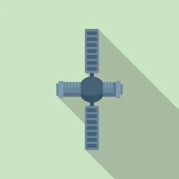 Fly space station icon flat . Satellite rocket Stock Illustration