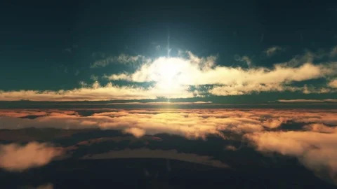 Fly in sunset clouds above 4k Stock Footage