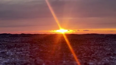 Fly Sunset Ocean, 4k. Sunset Time Over the Ocean, Water Surface During Sunset. Stock-Footage 225443862