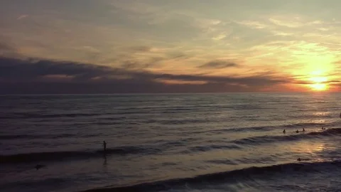 Fly at sunset on the sea Stock Footage 79879925