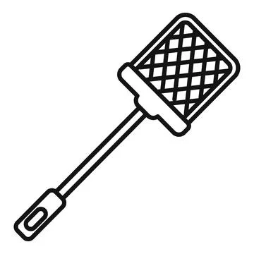 Fly swatter combating insects outline icon drawing Stock Illustration