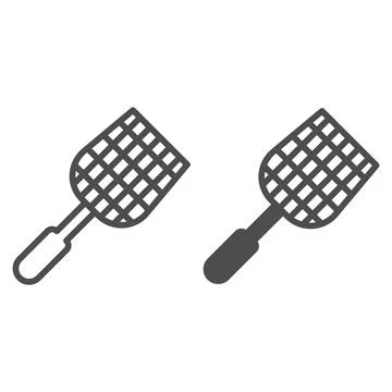Fly swatter line and solid icon, pest control concept, flyswatter symbol on Illustration