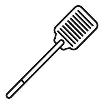 Fly swatter pest control tool line icon drawing Stock Illustration
