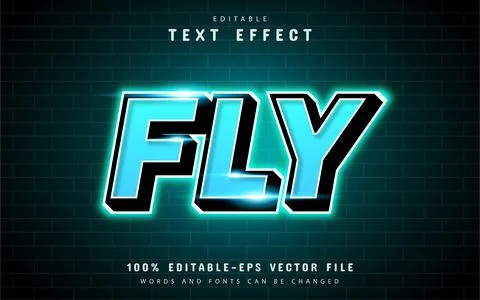 Fly text effect with blue light Stock Illustration