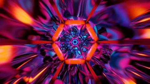 Fly thorugh loopable abstract colorful VJ tunnel with hexagon. Future, speed, Stock Footage 121526532