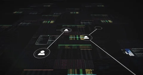Fly through 3D digital connection network animation - Digital generated Stock Footage 123664904