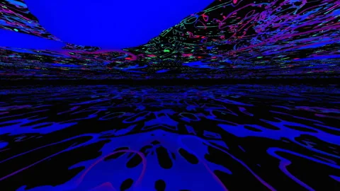Fly through 3D splash, color mixed elements on black background. 3D animation Stock Footage 229310382