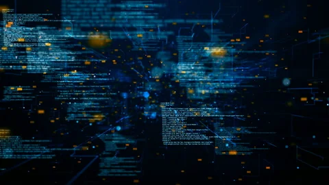 Fly through abstract 3D rendering of a scientific technology data binary code Stock Footage 108252339