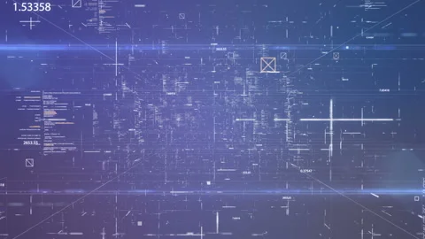 Fly through abstract 3D rendering of a scientific technology data binary code Video stock 141894792