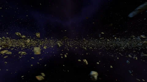 Fly through Asteroid belt. Meteorites in Space Background 4K 02 Stock Footage 216814889