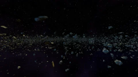 Fly through Asteroid belt. Meteorites in Space Background 4K 01 Vidéo 216814893