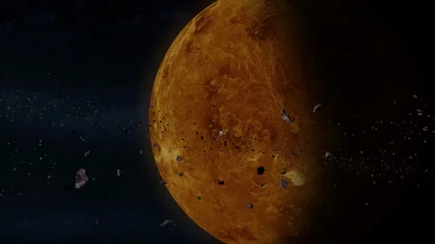Fly Through the asteroid belt to the red planet Stock Footage 111713225
