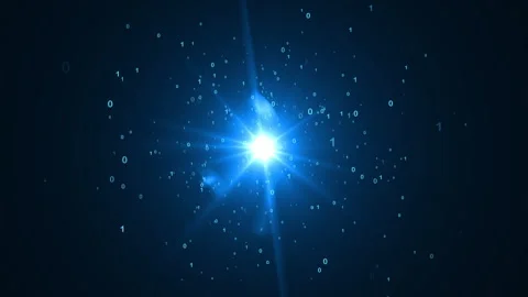 Fly Through Binary Code Data in Futuristic Digital Cyberspace Video stock 343342495