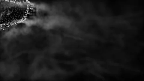 Fly-through black and white particles floating, fly-through point cloud, space d Stock Footage 119787242