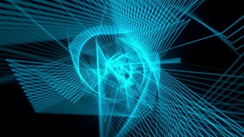 Fly through blue lines pattern. Seamless loop Stock Footage 114413556