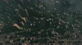 Fly through the city to "Travel" word HD Footage